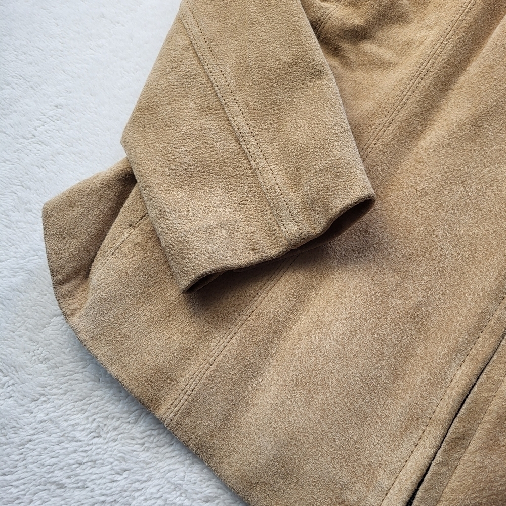 Siena Suede Leather Tan Biker Style Zip Up Jacket Women's Size XL - Picture 10 of 12